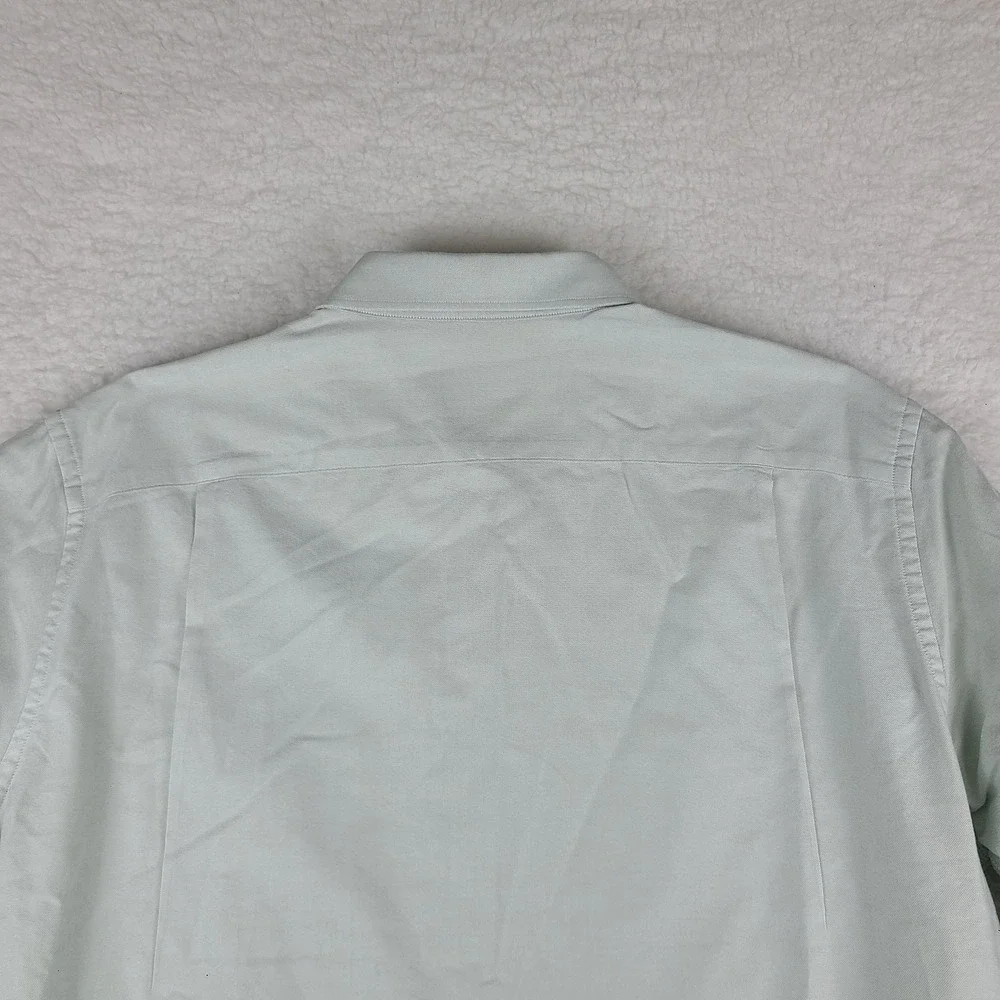 David Donahue Shirt Mens XL‎ Sage Green Oxford Solid Cotton Dress Button Up